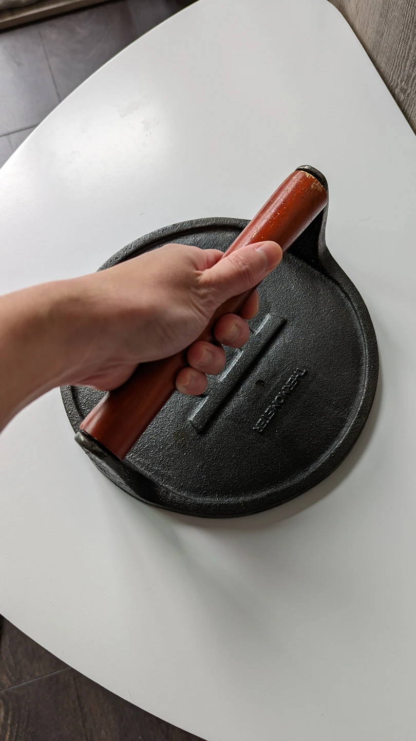 Cast iron press - for burgers and such thumbnail