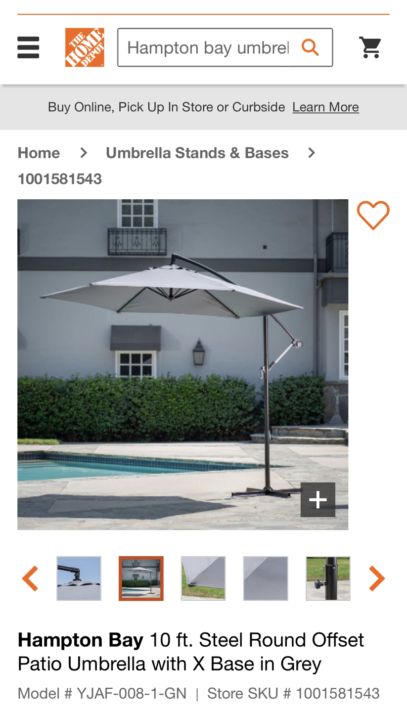 NEW IN BOX 10ft. Offset Patio Umbrella w Base thumbnail