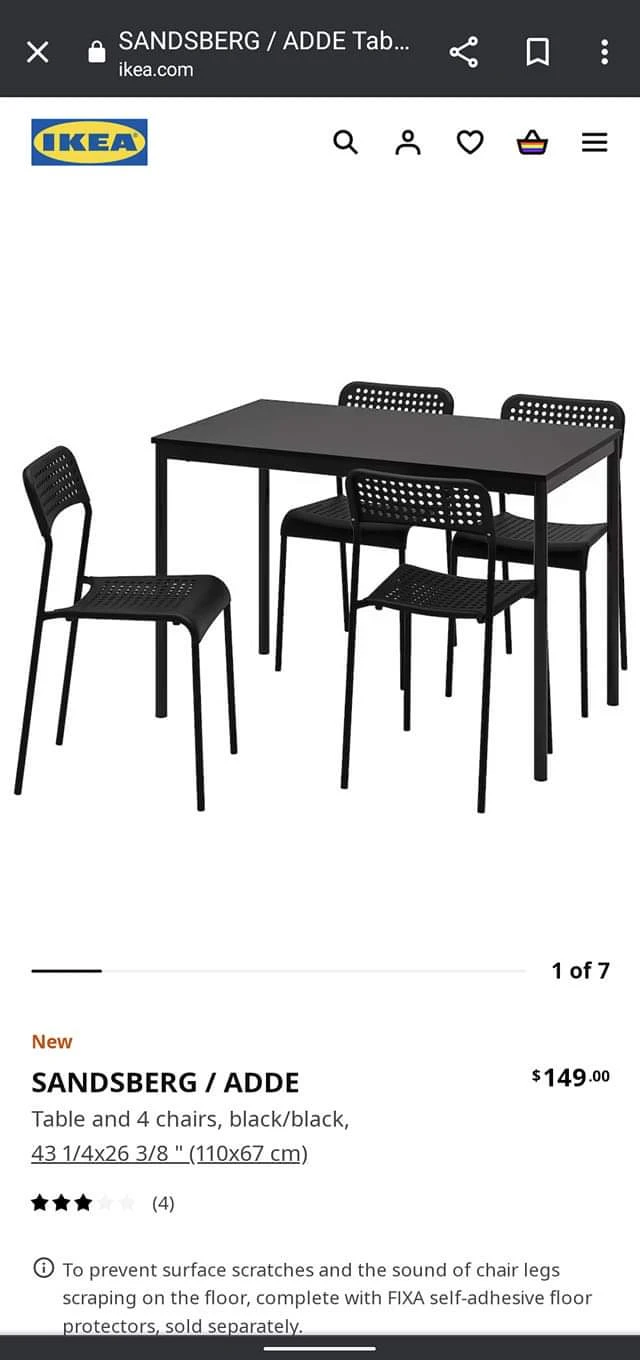 Ikea Table+ 4 chairs