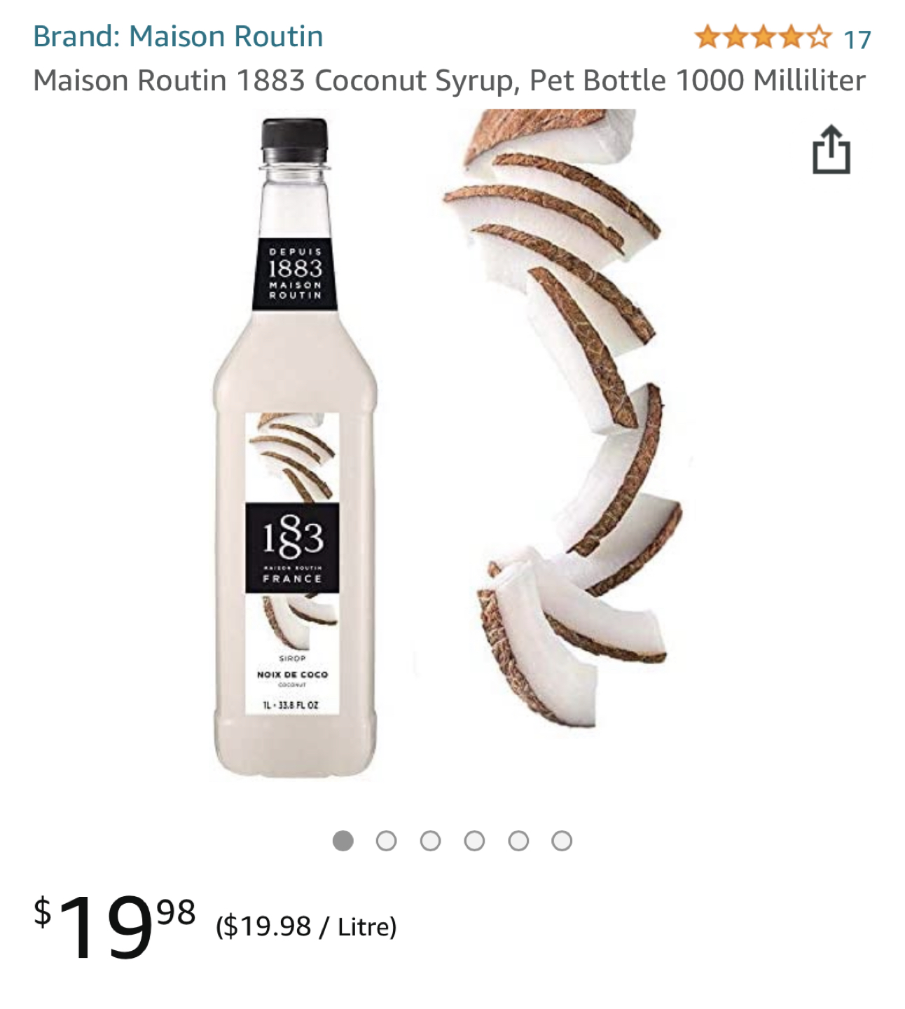 1883 Coconut Syrup 1L - photo 2
