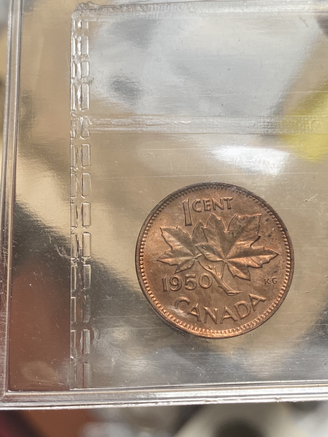 1950 Canada King George VI 1 cent coin graded MS-63🍀 image indicator(3)