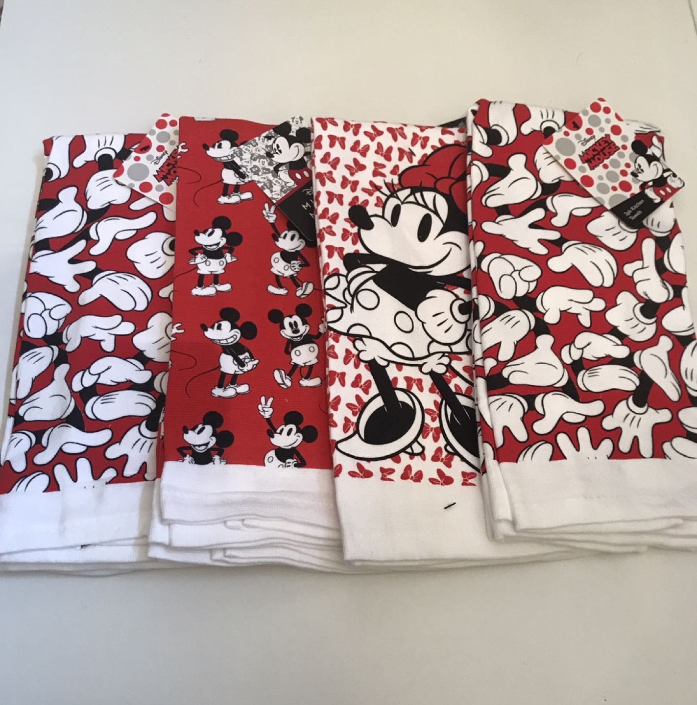 Mickey and Minnie tea  towels. Four sets of two thumbnail