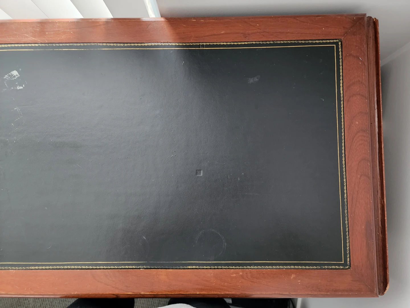 MUST GO Vintage office/writing desk,  expandable, wood & leather image indicator(10)