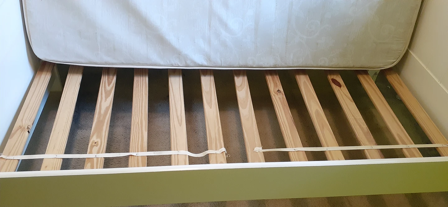 wooden white bed frame with mattress twin/single - photo 5