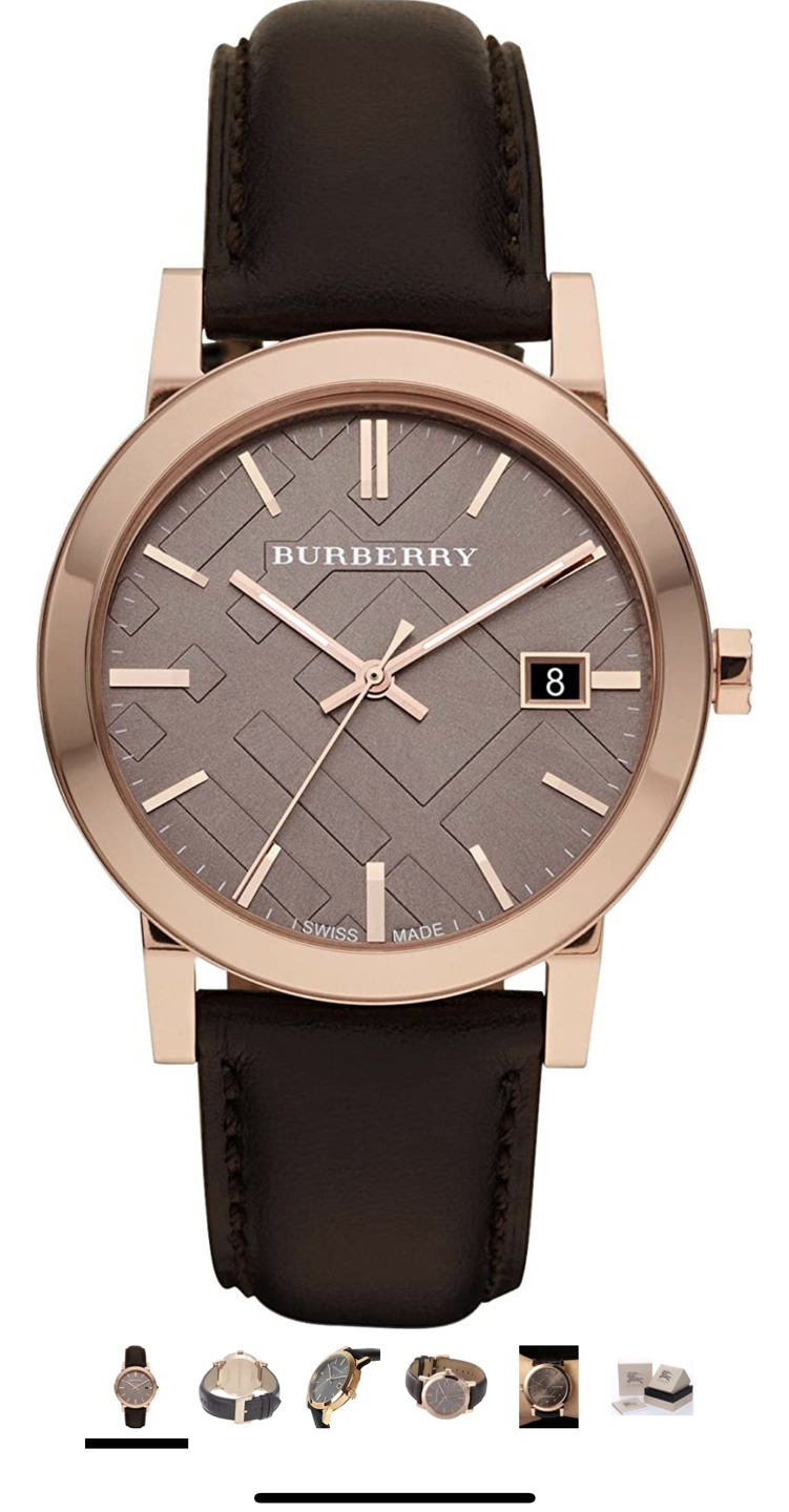 Burberry Men's BU9013 Large Check Leather Strap Brown Dial Watch