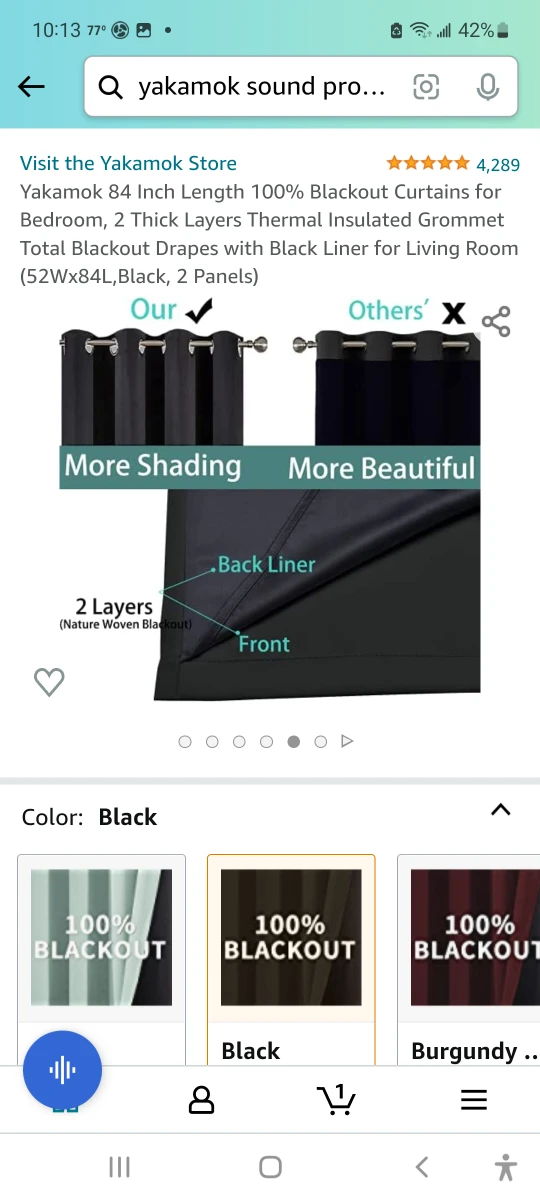 YAKAMOK SOUND PROOFING BLACK OUT CURTANS ONLY $15 - photo 5