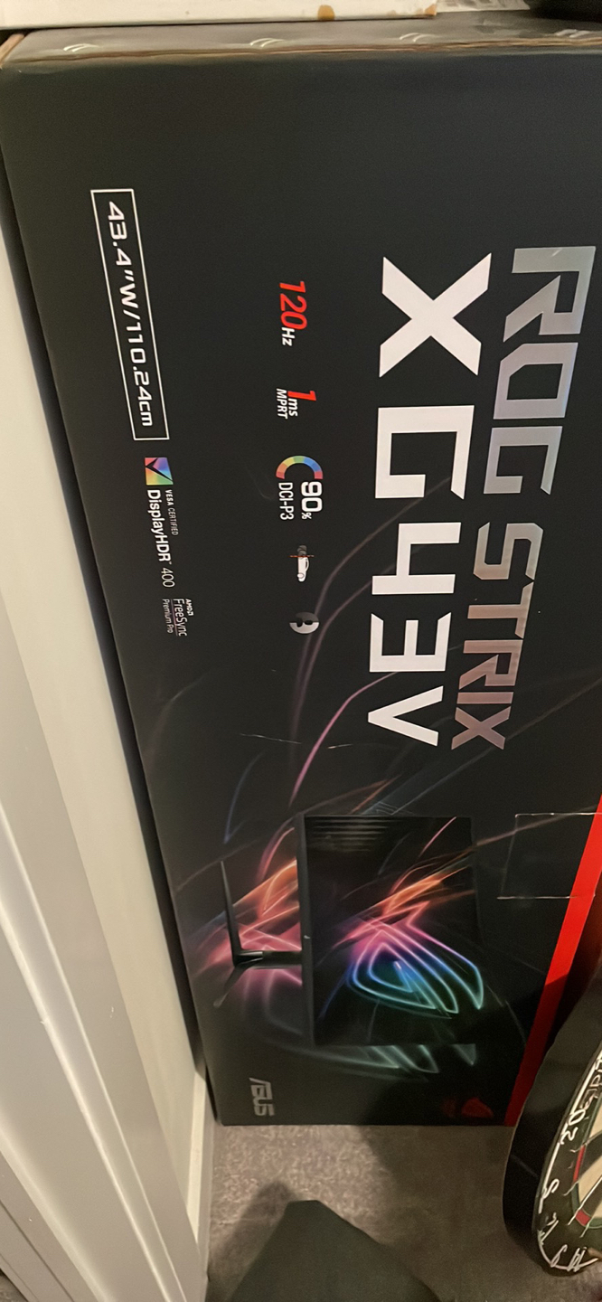 Asus Rog Strix XV43V 43” Ultrawide Monitor with arm mount.