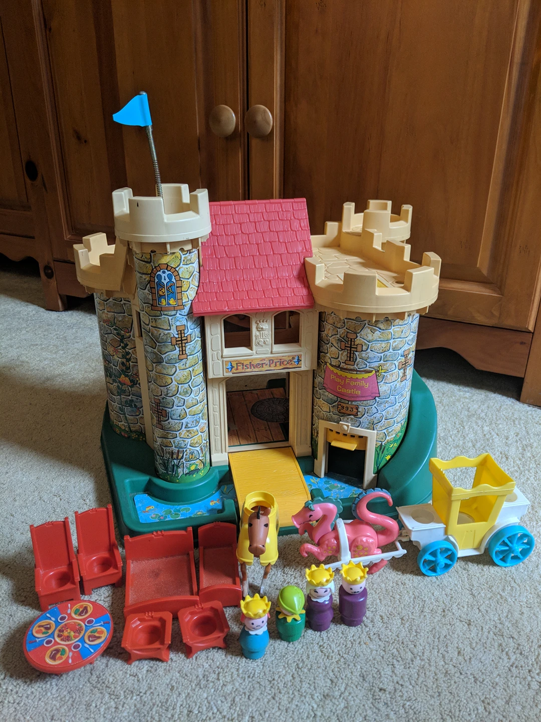 Vintage Fisher Price Play Family Castle playset from 1974