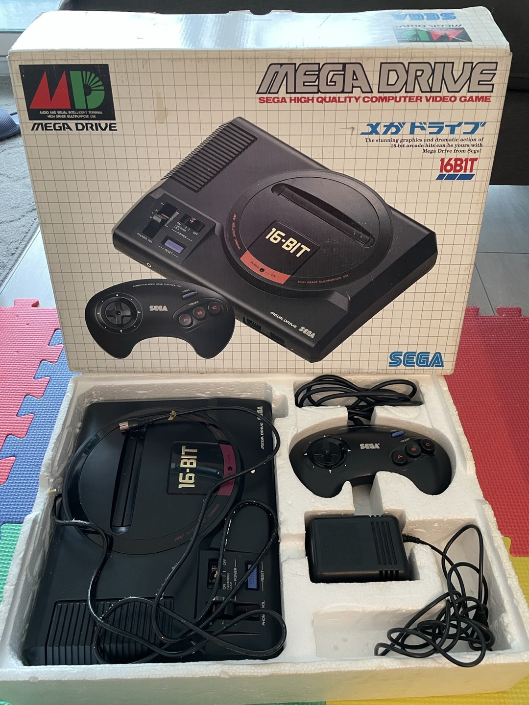 Sega mega drive console, power stick & 3 games thumbnail