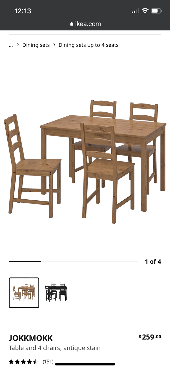 JOKKMOKK, IKEA 
Table and 4 chairs, antique stain
