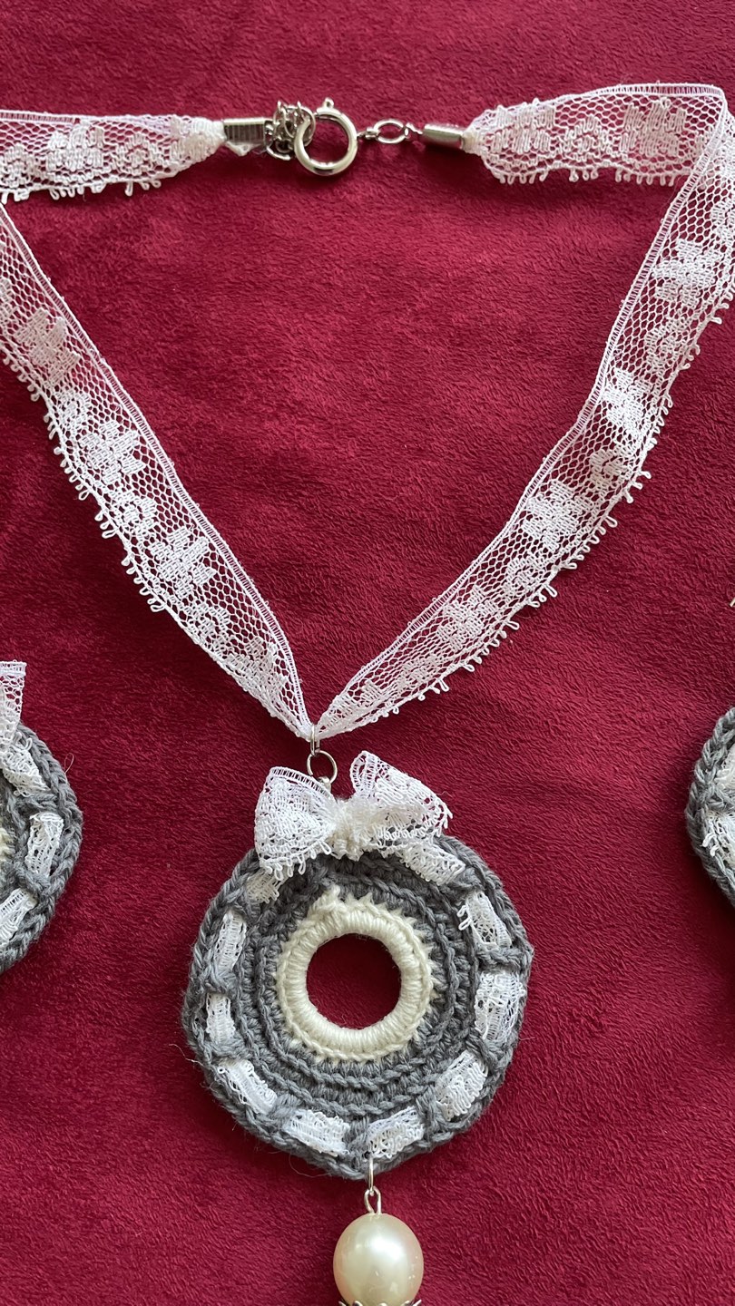 Crochet set earnings and necklace image indicator(3)