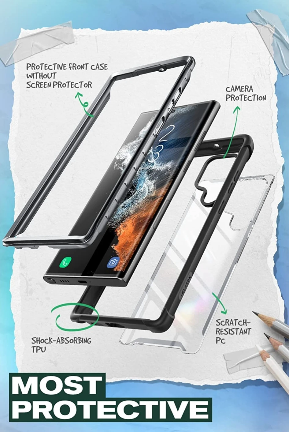 i-Blason Ares Galaxy S22 Ultra case (Black) image indicator(4)