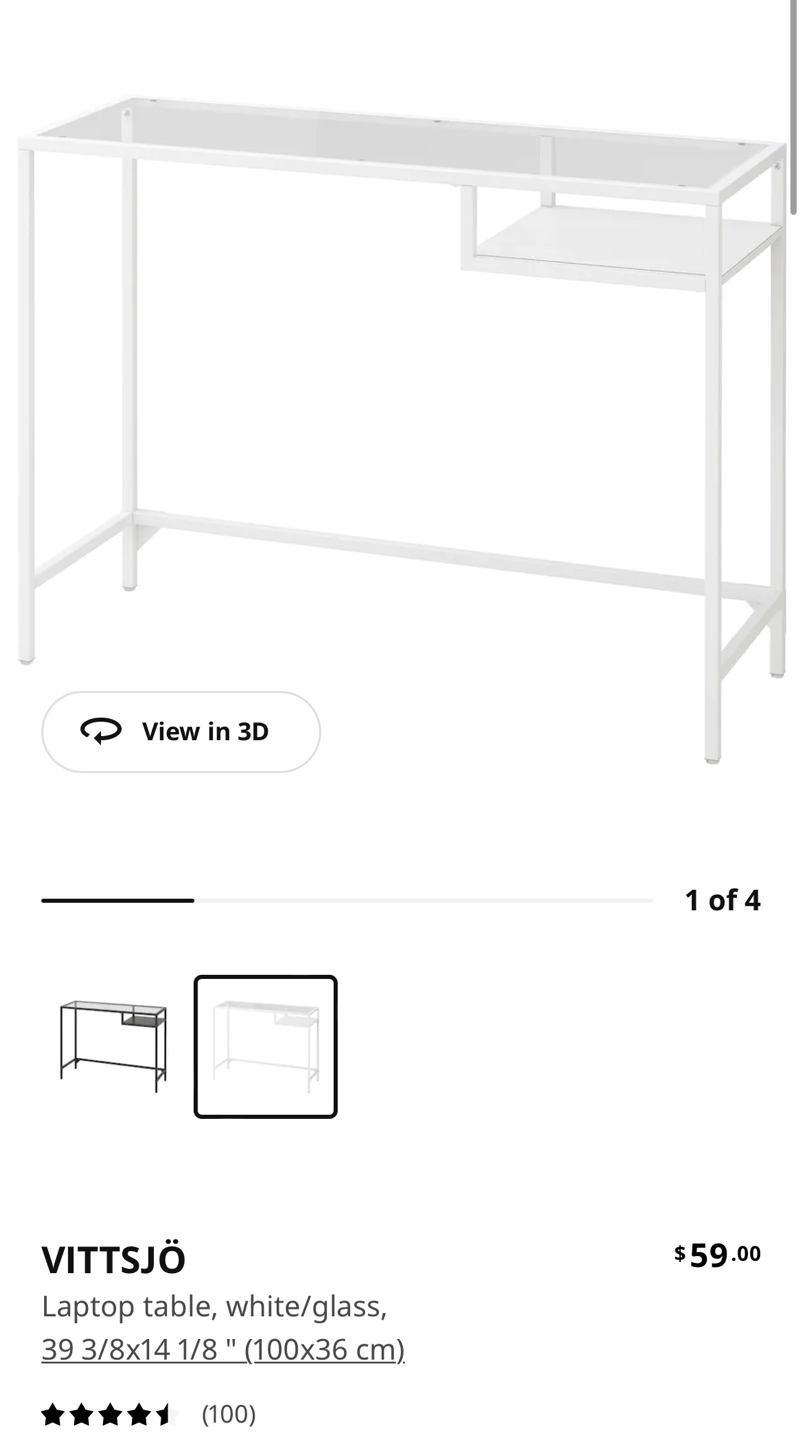 Ikea VITTSJO labtop table (white) thumbnail