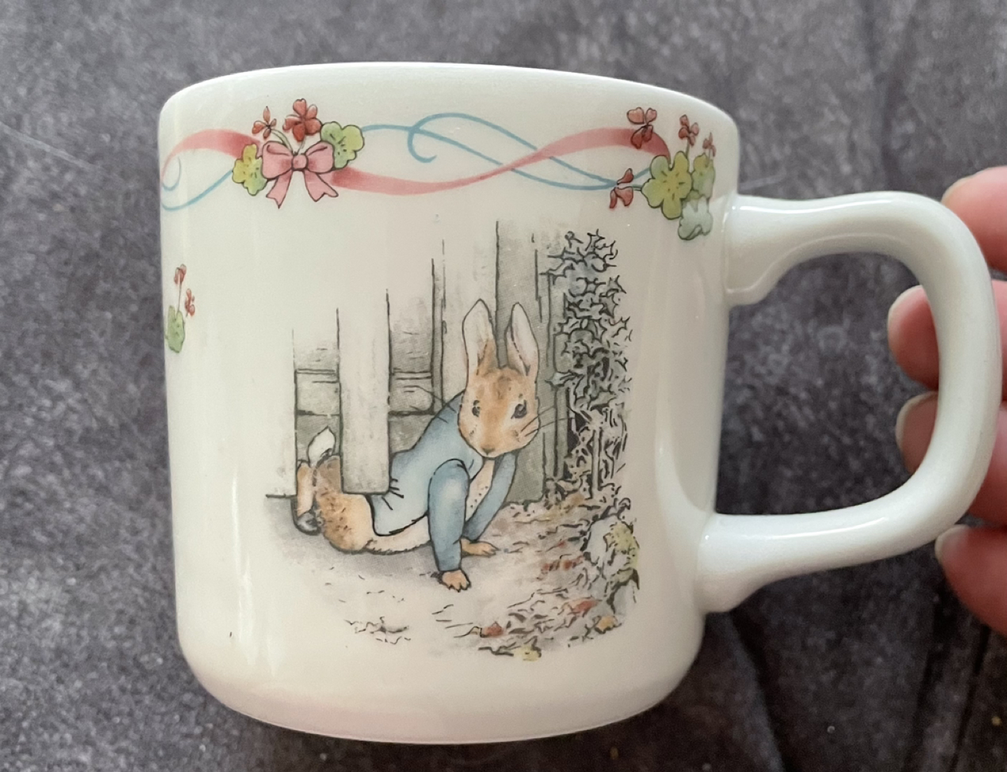 Wedgewood China Peter Rabbit christening cup. thumbnail