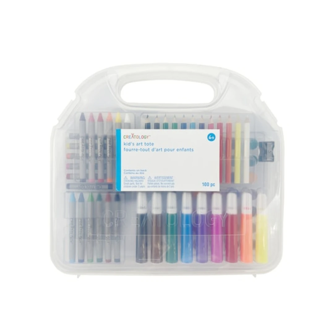 NEW 100pc Kids Art set in hard case image indicator(4)