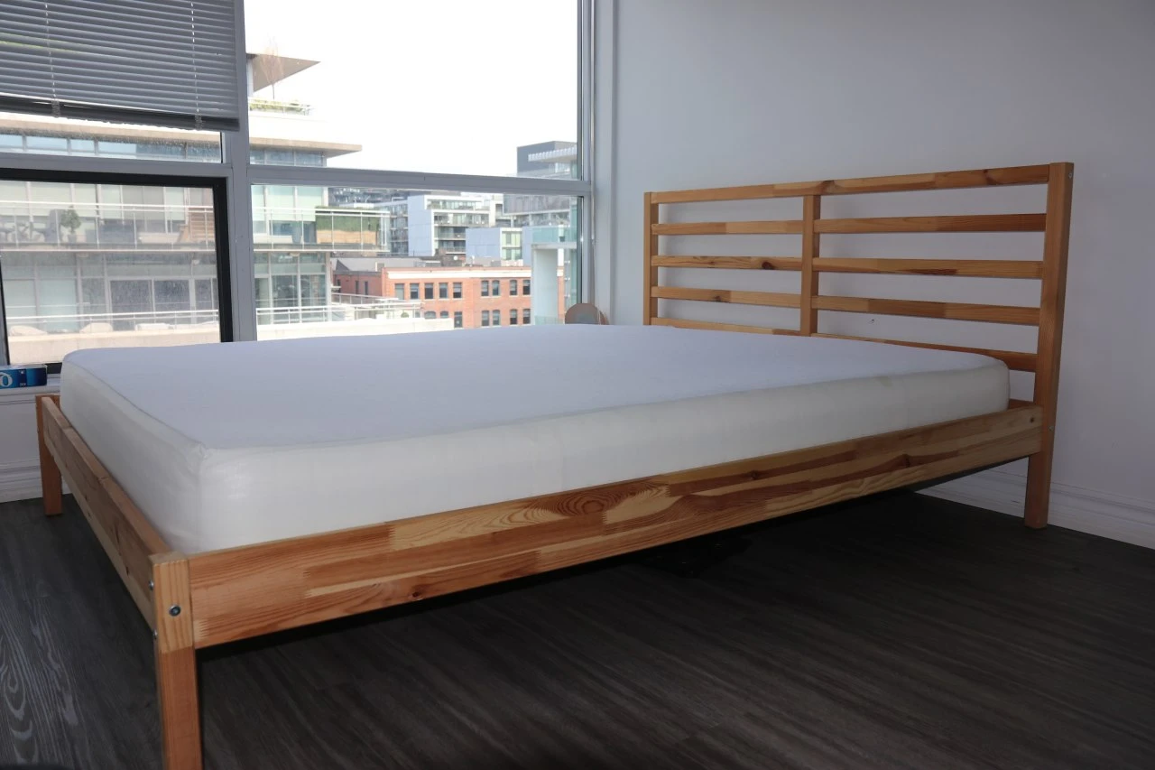 IKEA Tarva Queen bed frame + Matrand mattress + mattress cover - photo 3