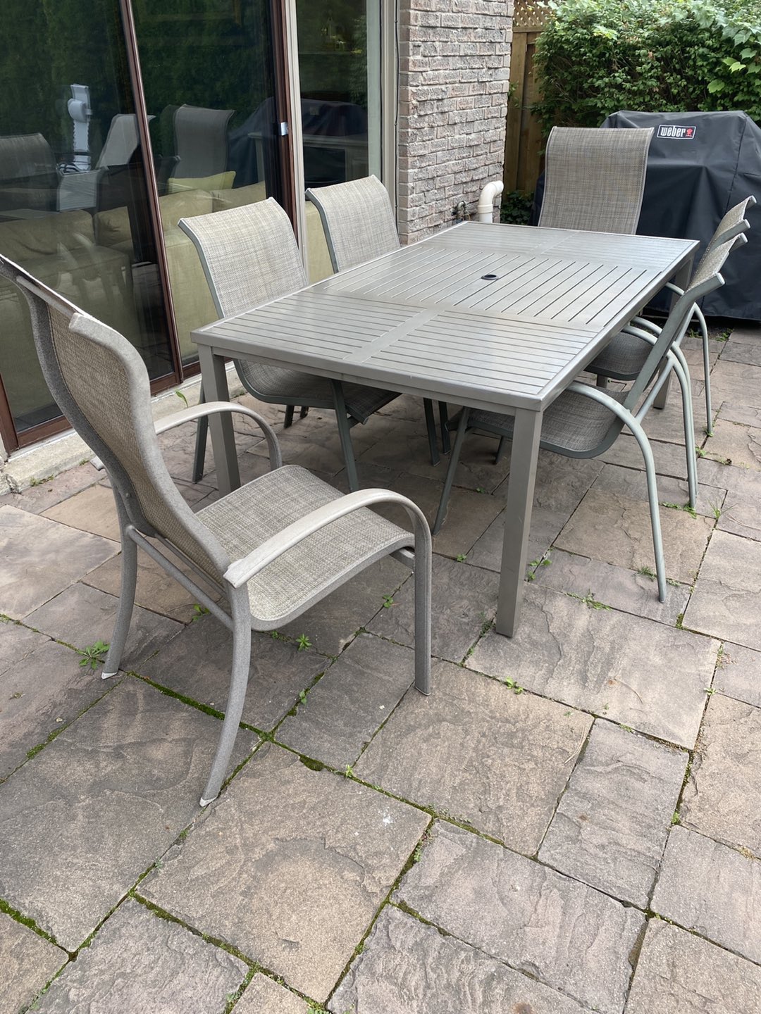 PATIO DINING TABLE WITH 4 REGULAR CHAIRS & 2 HIGHBACK