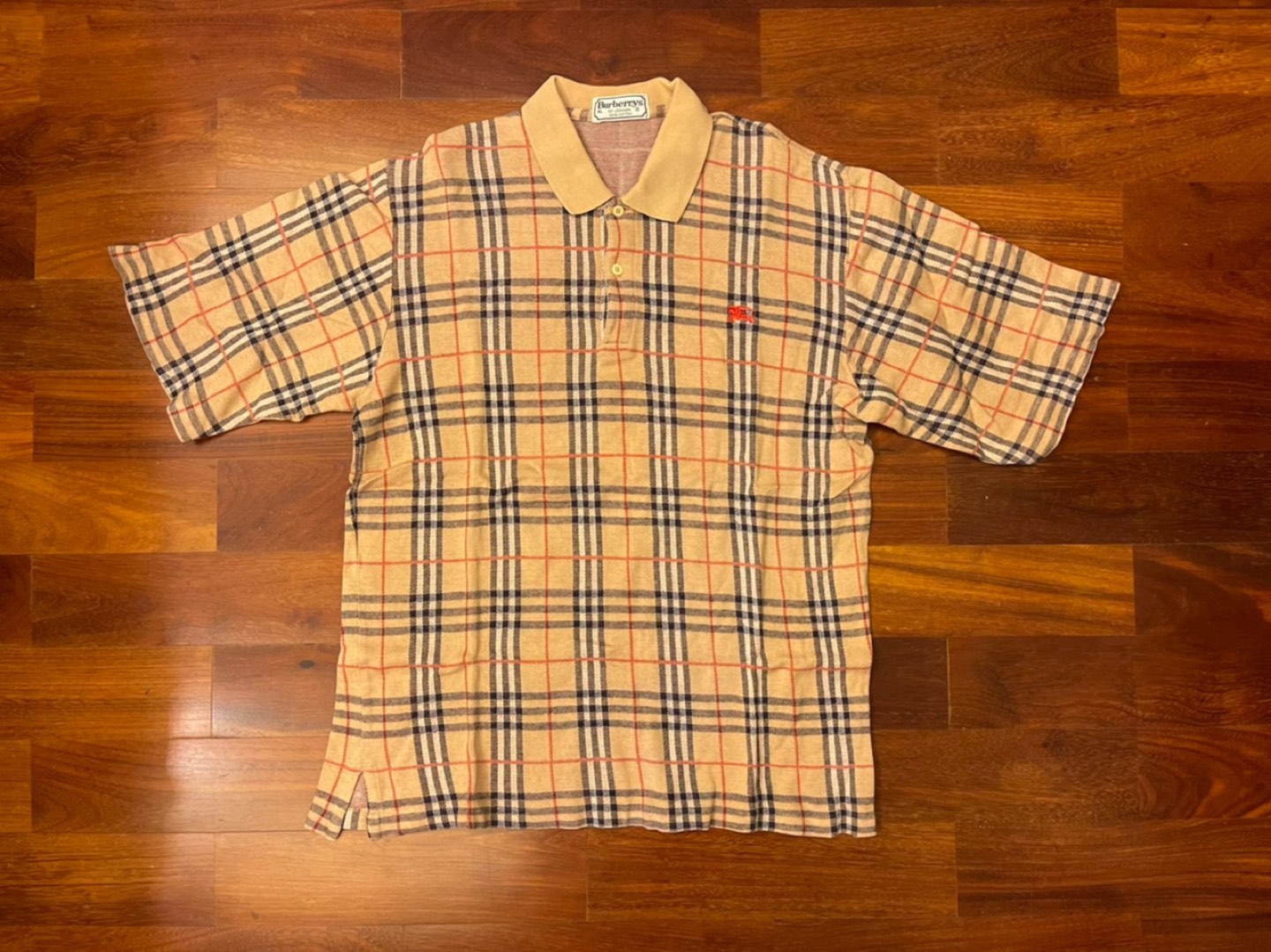 Vintage Burberry novacheck polo red logo embroidered thumbnail