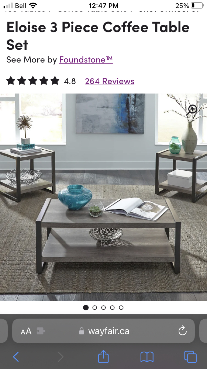 Coffee table and 2 side tables