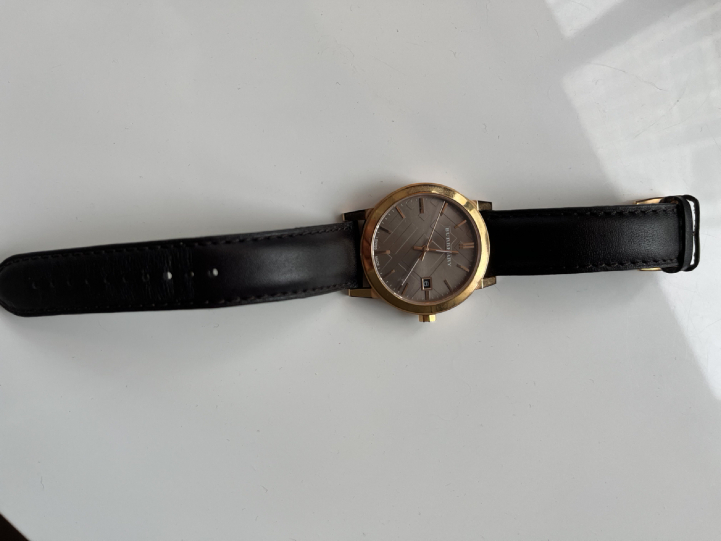 Burberry Men's BU9013 Large Check Leather Strap Brown Dial Watch - photo 5