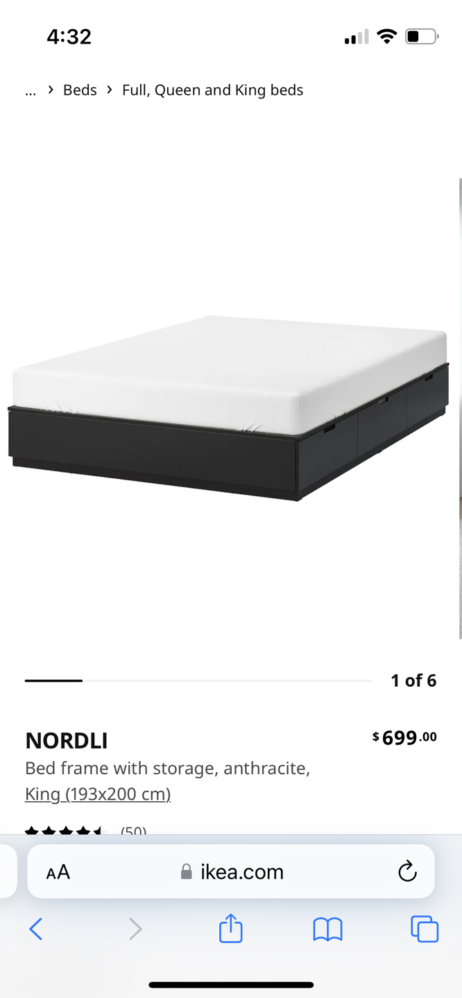 IKEA bed frame with storage