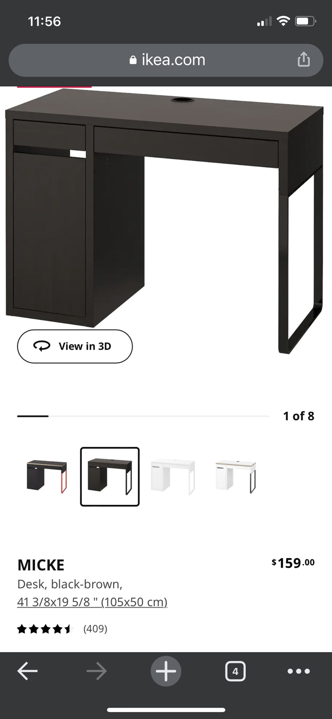 MICKE, IKEA 
Desk, black-brown, 41 3/8x19 5/8 " (105x50 cm)
