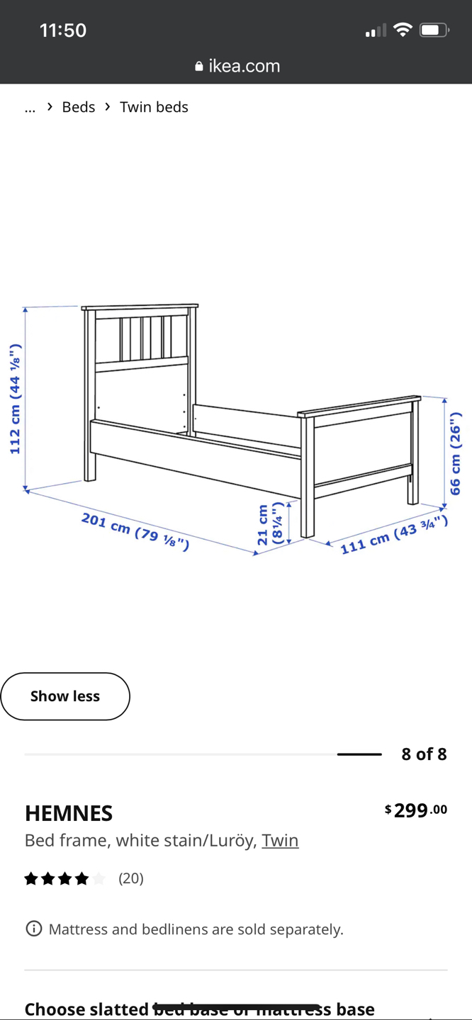 HEMNES, IKEA 
Bed frame, white stain/Luröy, Twin - photo 2