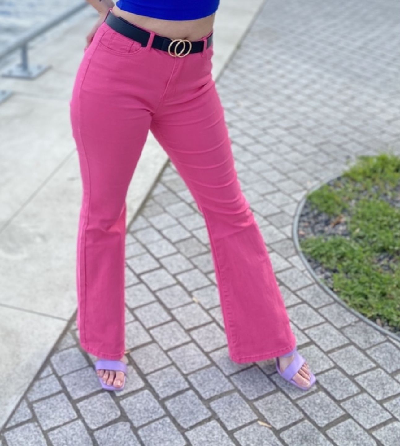 Pink flare pants