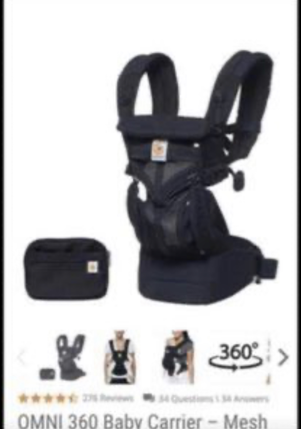 Ergo baby - omni 360 carrier mesh (Onyx) image indicator(2)