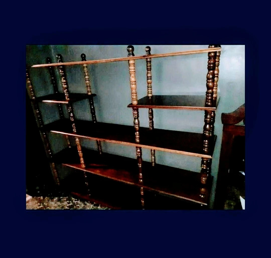 VINTAGE SOLID WOOD MULTI SHELF WALL UNIT CAN COME APART