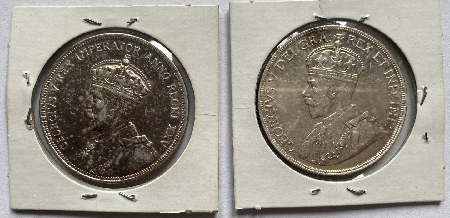 1935 & 1936 KG V Silver 1st Canada Dollars, Silver🍀 thumbnail