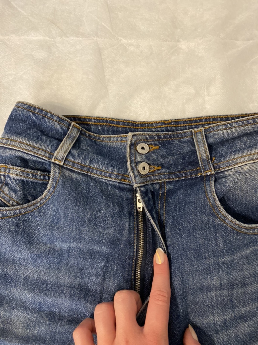 Zara high-waisted dark blue straight jeans - photo 2