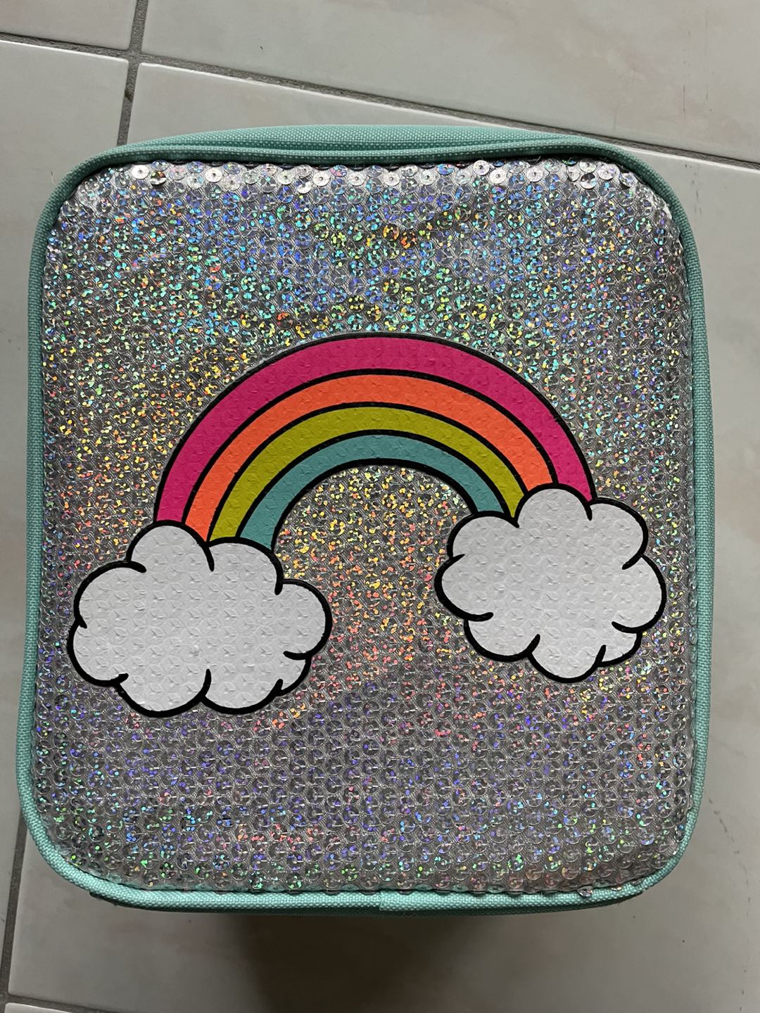 Girls rainbow sparkling lunch bag
