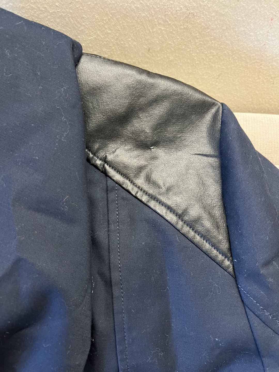 Windbreaker Hoodie Jacket, Faux Leather Shoulders. 16/LG image indicator(4)