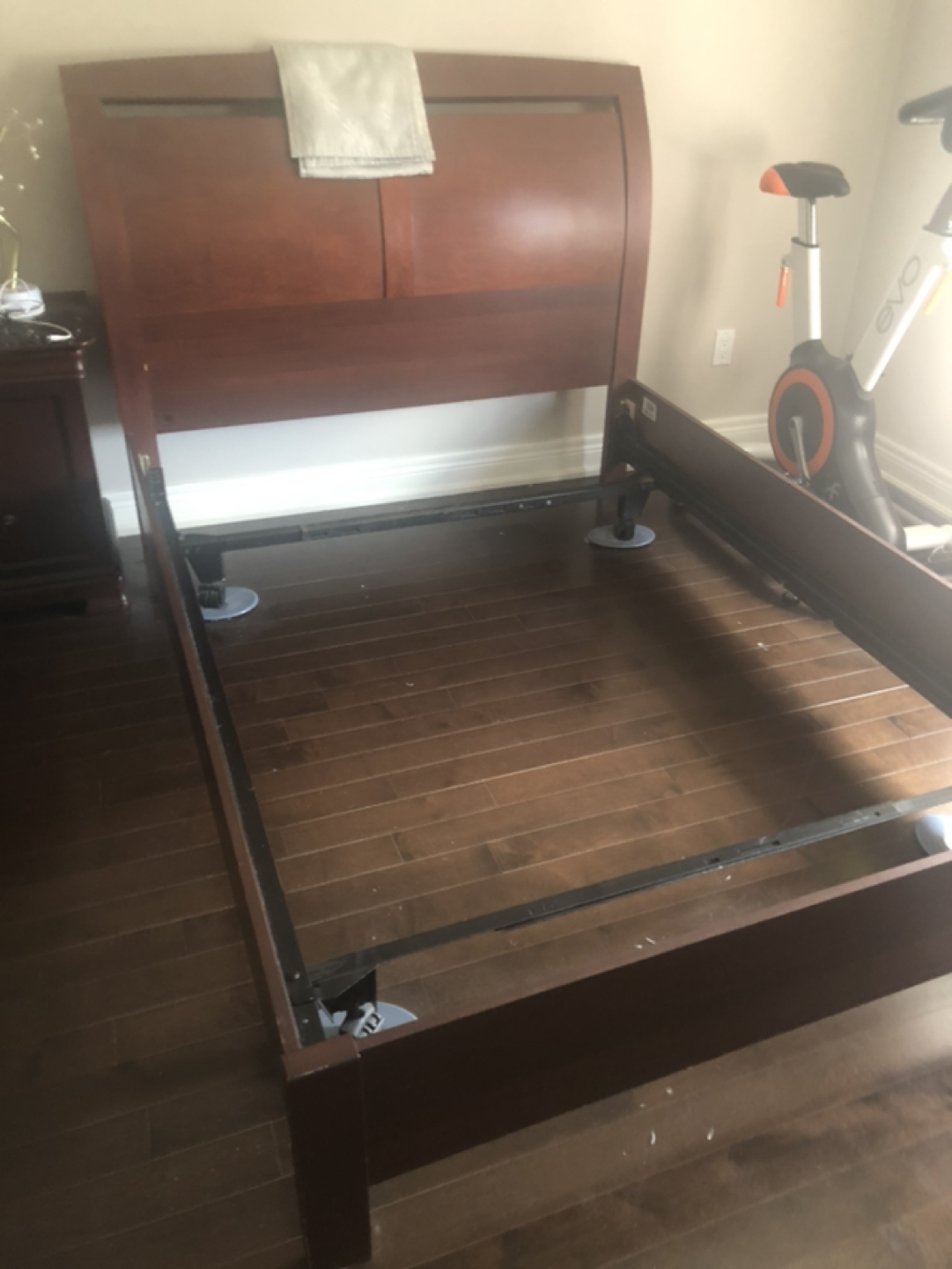 Wood Double bed frame with steel frame