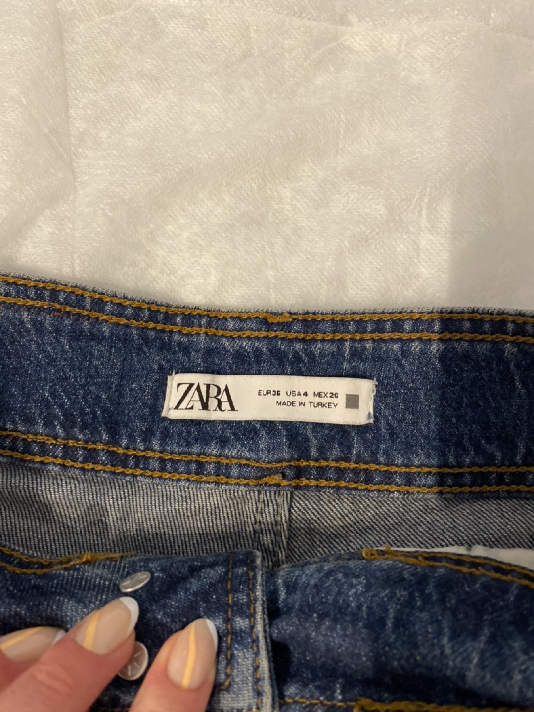 Zara high-waisted dark blue straight jeans - photo 3