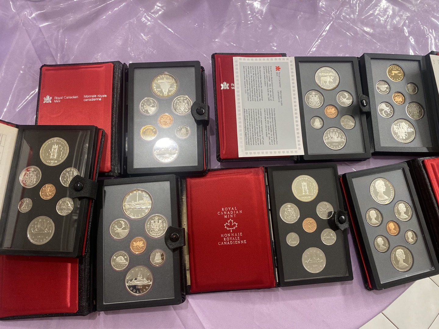 7 Double dollar Canada Proof coin sets, 1977-1990 w Silver $1 🍀 thumbnail