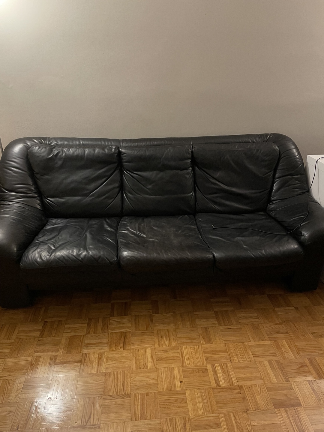 Black leather 3 seat + 2 seat sofas - photo 2