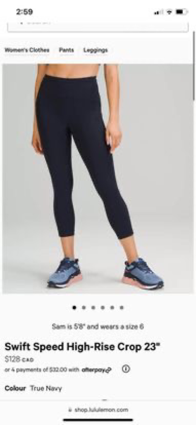 Lululemon Size 2 - Swift Speed High Rise Crop 23” - Deep Blue - photo 2