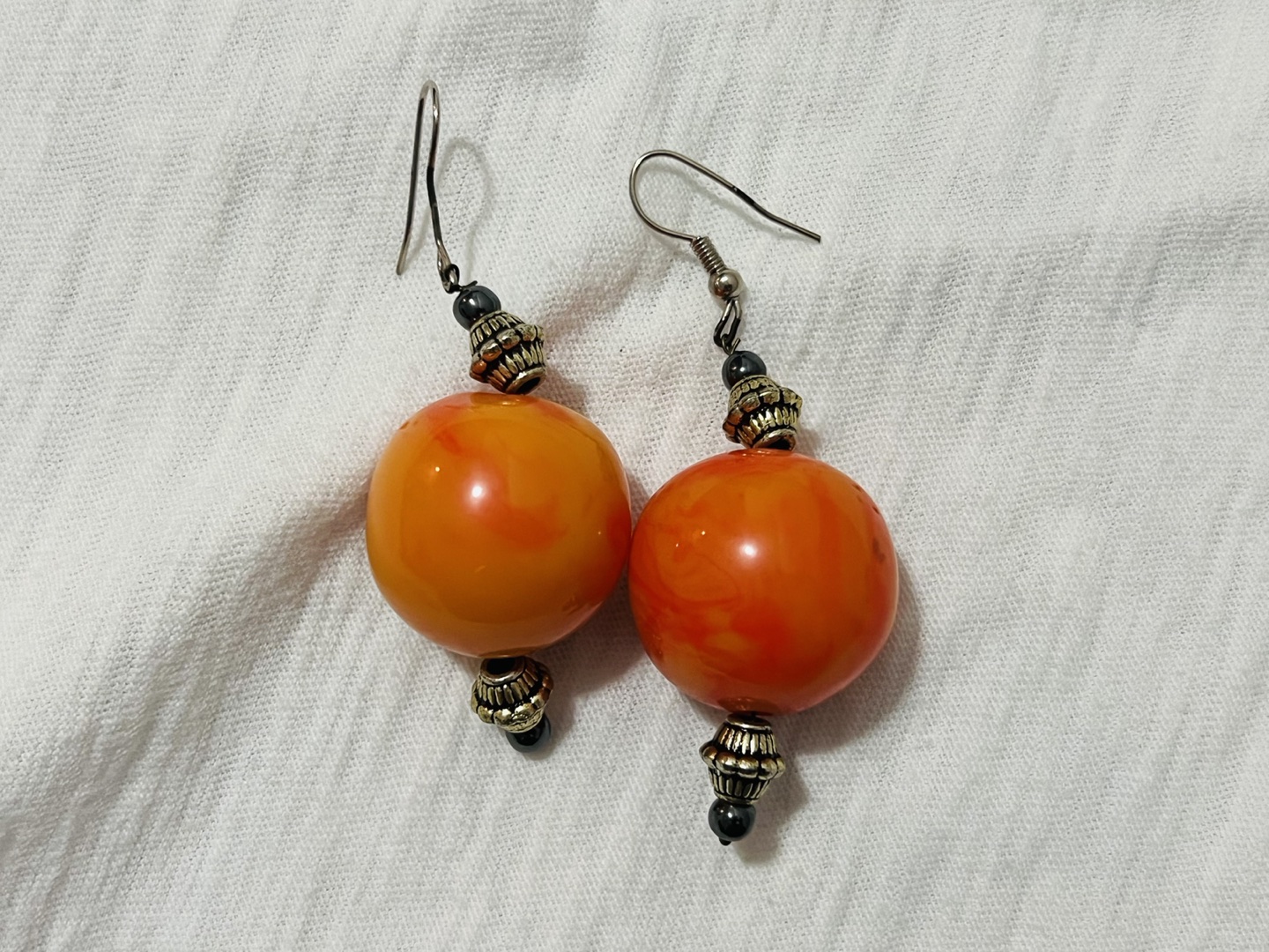 Orange ball drop earrings image indicator(2)
