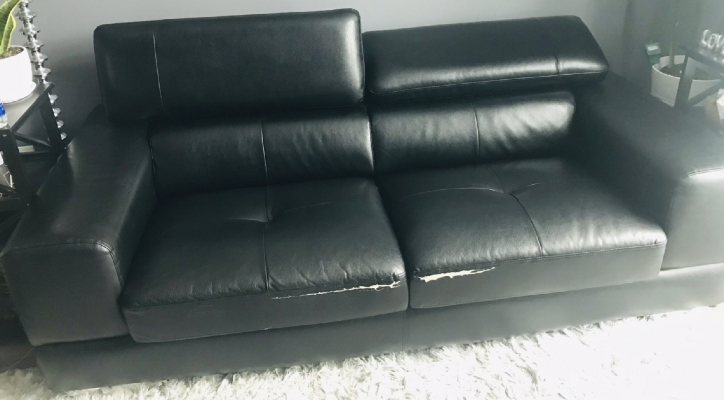 SALE: Leather couch w/ adjustable headrest - photo 2