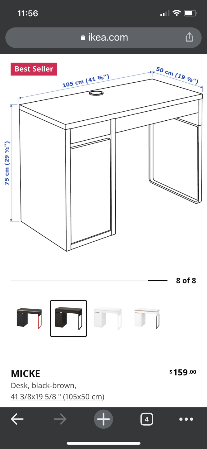 MICKE, IKEA 
Desk, black-brown, 41 3/8x19 5/8 " (105x50 cm) - photo 2
