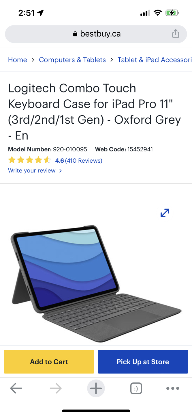 Logitech Combo Keyboard ipad pro 11