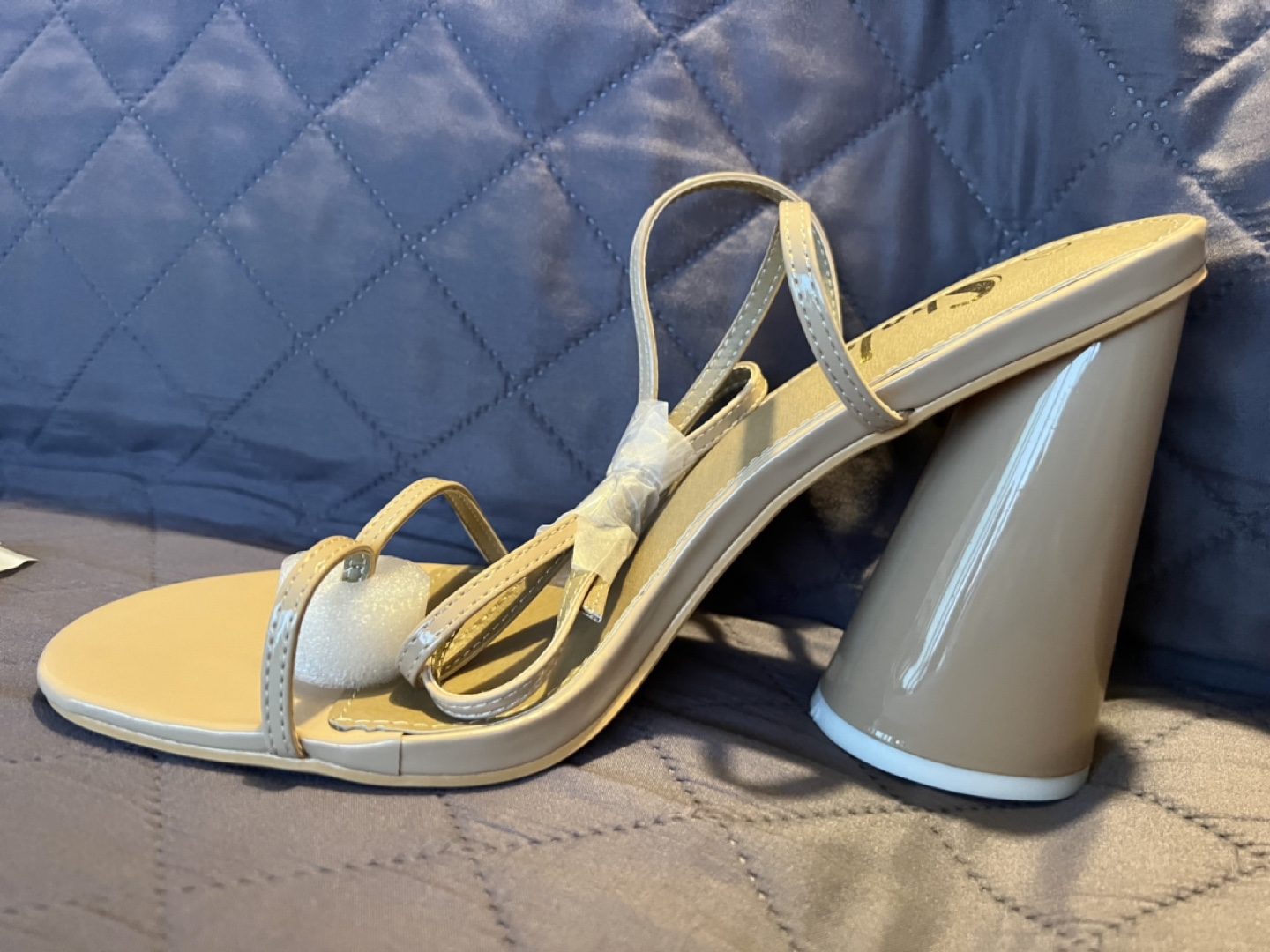 Unique cone shaped mocha heels thumbnail