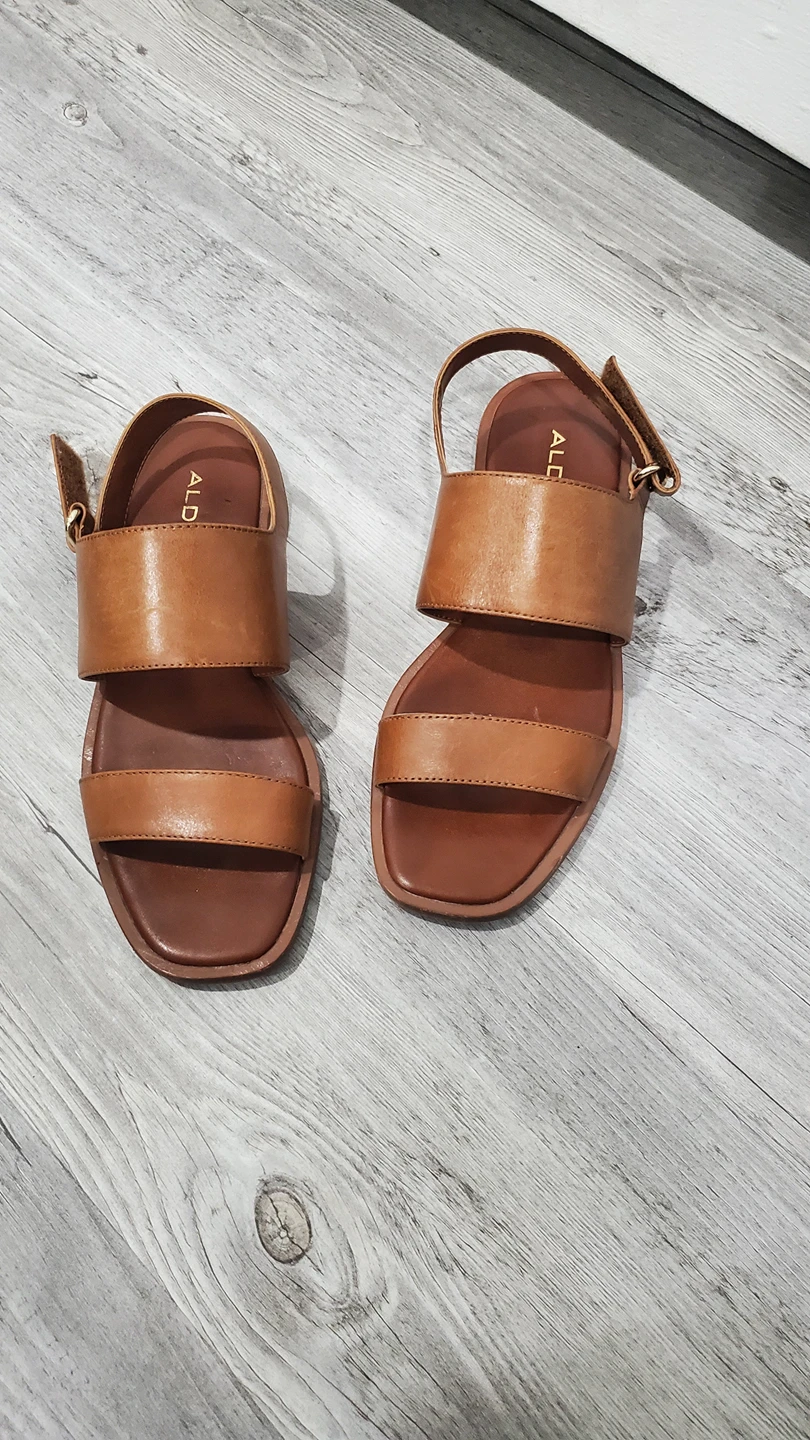 Aldo tan leather sandals thumbnail