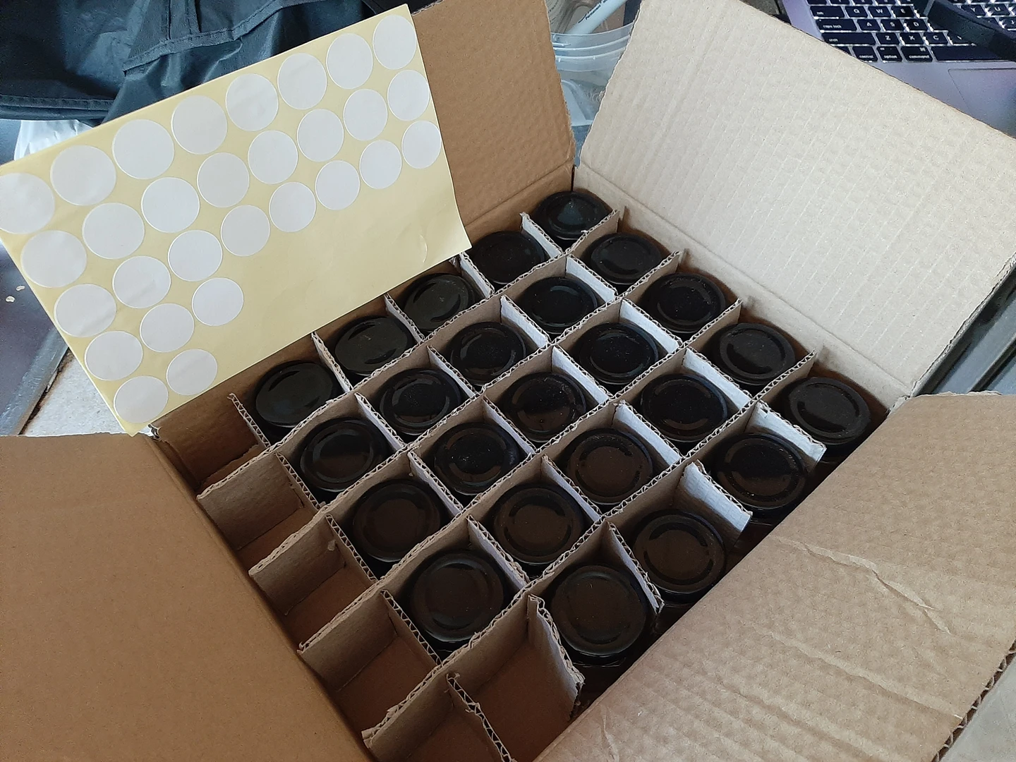 1.5oz Mini Hexagon Glass Jars with Black Lids and Labels thumbnail