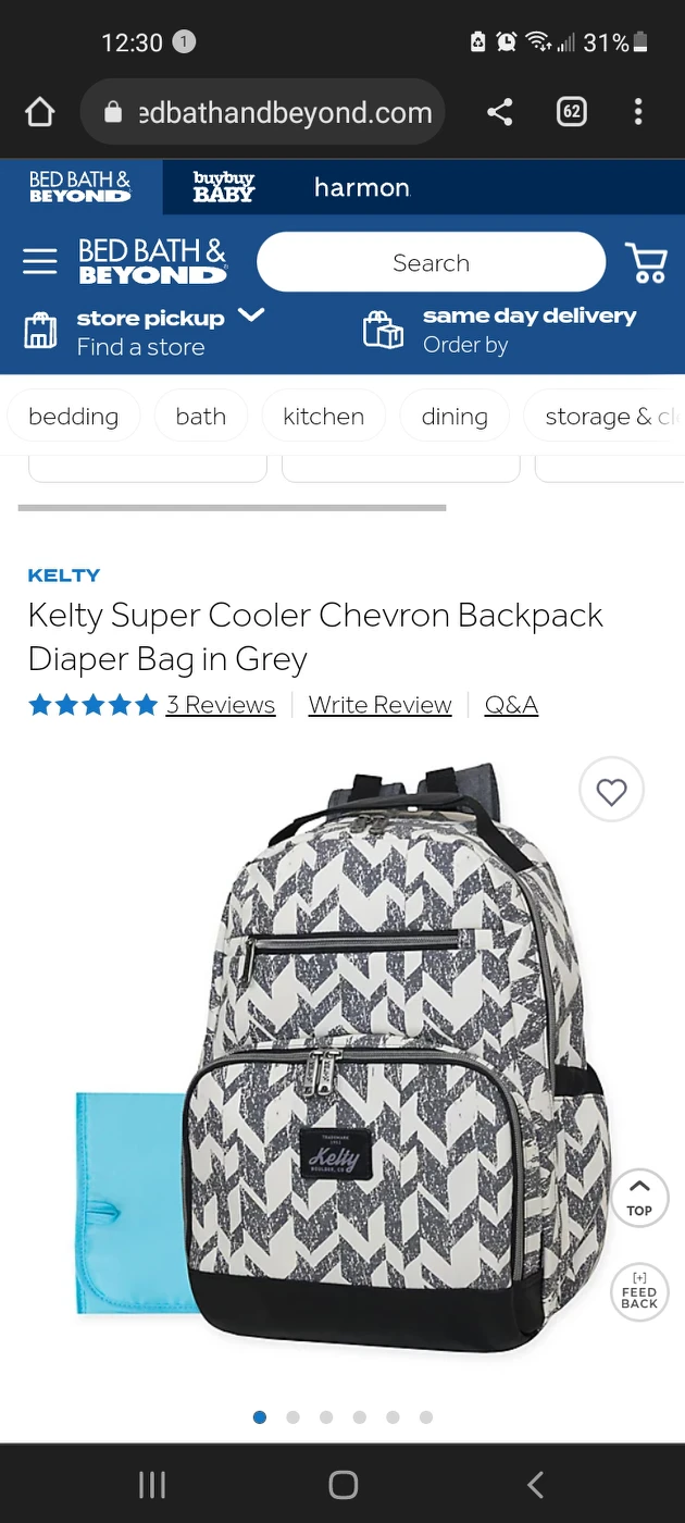 BN kelty diaper backpack chevron grey
