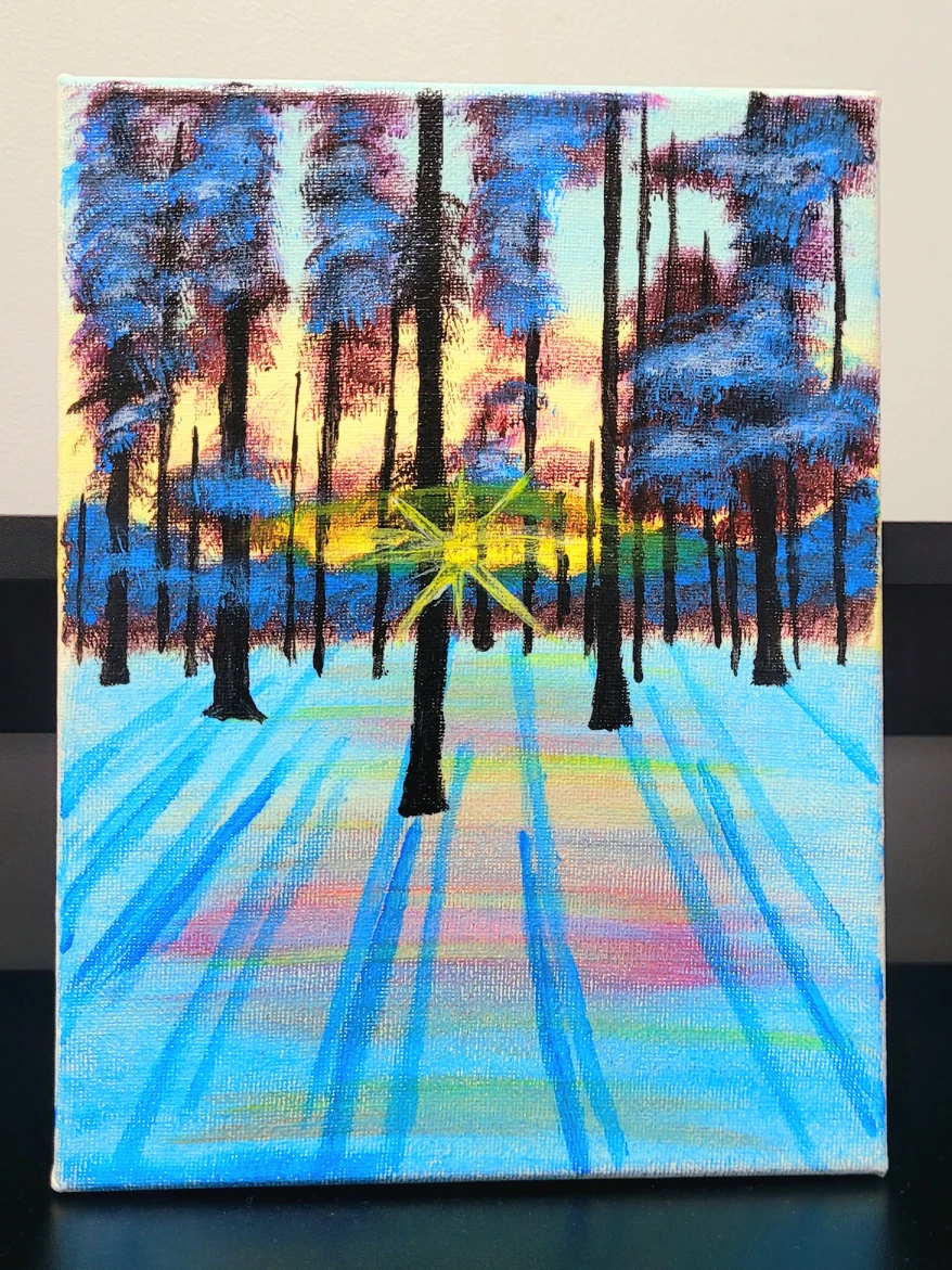 Sunset in trees | Canvas Painting | Beautiful Scenery #freecycle thumbnail