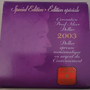 New 2003 $1 Uncrowned Queen Elizabeth II Proof Silver Dollar