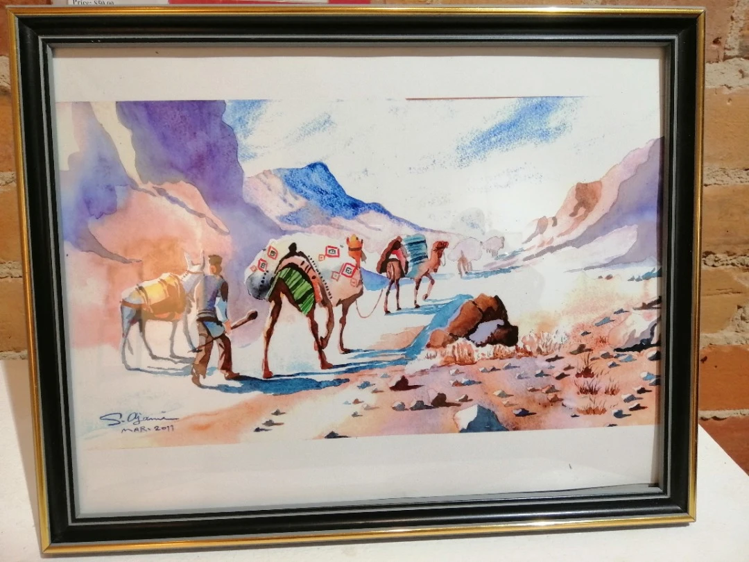 1.	Camels’ caravan Print 30*21=  $40=framed